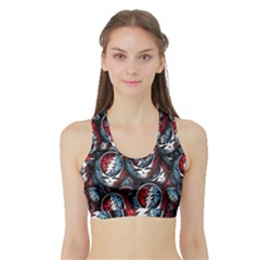 Grateful Dead Pattern Sports Bra With Border