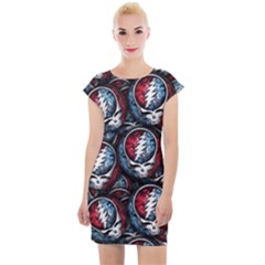 Grateful Dead Pattern Cap Sleeve Bodycon Dress