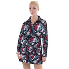 Grateful Dead Pattern Women s Long Sleeve Casual Dress by Jancukart