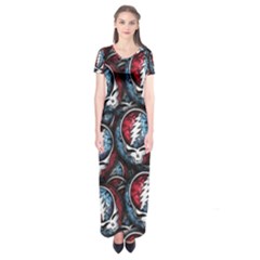 Grateful Dead Pattern Short Sleeve Maxi Dress