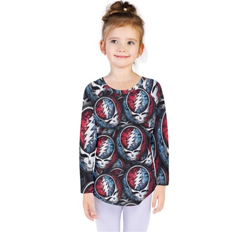 Grateful Dead Pattern Kids  Long Sleeve Tee by Jancukart