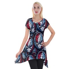 Grateful Dead Pattern Short Sleeve Side Drop Tunic