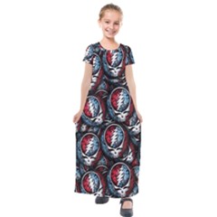 Grateful Dead Pattern Kids  Short Sleeve Maxi Dress by Jancukart