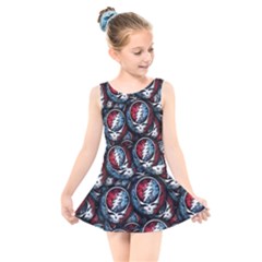 Grateful Dead Pattern Kids  Skater Dress Swimsuit