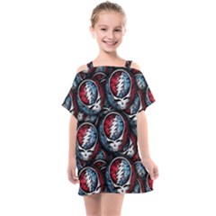 Grateful Dead Pattern Kids  One Piece Chiffon Dress