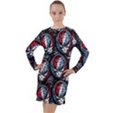 Grateful Dead Pattern Long Sleeve Hoodie Dress View1