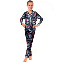 Grateful Dead Pattern Kid s Satin Long Sleeve Pajamas Set by Jancukart