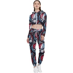 Grateful Dead Pattern Cropped Zip Up Lounge Set