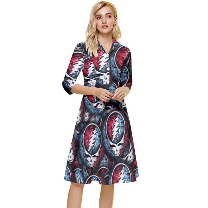 Grateful Dead Pattern Classy Knee Length Dress