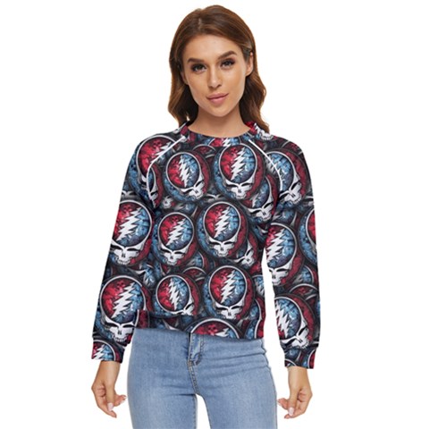 Grateful Dead Pattern Women s Long Sleeve Raglan Tee by Jancukart