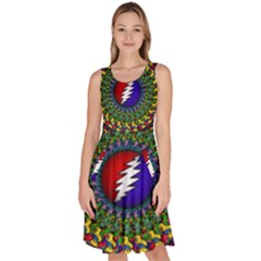 Grateful Dead Knee Length Skater Dress With Pockets