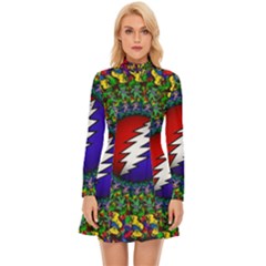 Grateful Dead Long Sleeve Velour Longline Dress by Jancukart