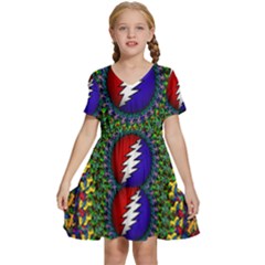 Grateful Dead Kids  Short Sleeve Tiered Mini Dress by Jancukart