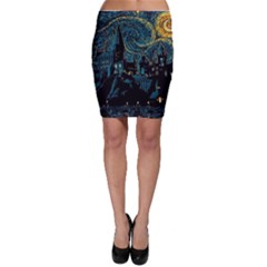 Cartoon Starry Night Vincent Van Gofh Bodycon Skirt by Jancukart