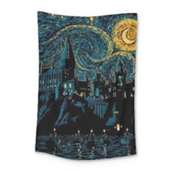 Cartoon Starry Night Vincent Van Gofh Small Tapestry by Jancukart