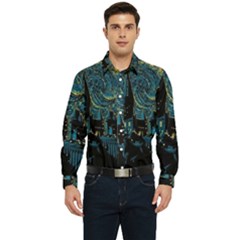 Cartoon Starry Night Vincent Van Gofh Men s Long Sleeve  Shirt by Jancukart