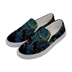 Cartoon Starry Night Vincent Van Gofh Women s Canvas Slip Ons by Jancukart