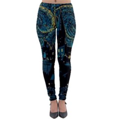 Cartoon Starry Night Vincent Van Gofh Lightweight Velour Leggings by Jancukart