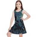 Cartoon Starry Night Vincent Van Gofh Kids  Lightweight Sleeveless Dress View1