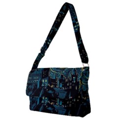 Cartoon Starry Night Vincent Van Gofh Full Print Messenger Bag (l)