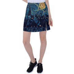 Cartoon Starry Night Vincent Van Gofh Tennis Skirt