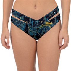 Cartoon Starry Night Vincent Van Gofh Double Strap Halter Bikini Bottom