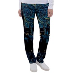 Cartoon Starry Night Vincent Van Gofh Women s Casual Pants