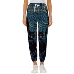 Cartoon Starry Night Vincent Van Gofh Cropped Drawstring Pants