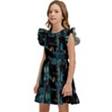 Cartoon Starry Night Vincent Van Gofh Kids  Winged Sleeve Dress View2