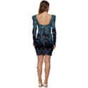 Cartoon Starry Night Vincent Van Gofh Women Long Sleeve Ruched Stretch Jersey Dress View4