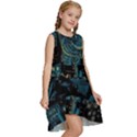 Cartoon Starry Night Vincent Van Gofh Kids  Frill Swing Dress View3