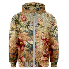 Flower Cubism Mosaic Vintage Men s Zipper Hoodie