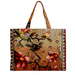 Flower Cubism Mosaic Vintage Zipper Mini Tote Bag