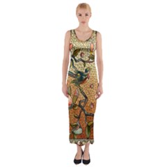 Flower Cubism Mosaic Vintage Fitted Maxi Dress