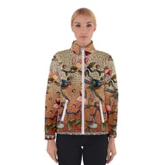 Flower Cubism Mosaic Vintage Women s Bomber Jacket