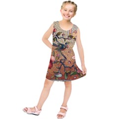 Flower Cubism Mosaic Vintage Kids  Tunic Dress