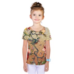 Flower Cubism Mosaic Vintage Kids  One Piece Tee