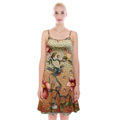 Flower Cubism Mosaic Vintage Spaghetti Strap Velvet Dress