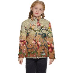 Flower Cubism Mosaic Vintage Kids  Puffer Bubble Jacket Coat