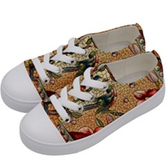 Flower Cubism Mosaic Vintage Kids  Low Top Canvas Sneakers by Jancukart