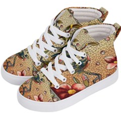 Flower Cubism Mosaic Vintage Kids  Hi-top Skate Sneakers