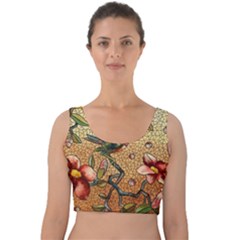 Flower Cubism Mosaic Vintage Velvet Crop Top