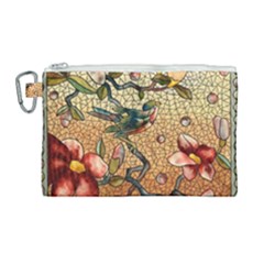 Flower Cubism Mosaic Vintage Canvas Cosmetic Bag (large)