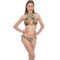 Flower Cubism Mosaic Vintage Cross Front Halter Bikini Set View1