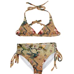 Flower Cubism Mosaic Vintage Kids  Classic Bikini Set by Jancukart