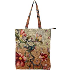 Flower Cubism Mosaic Vintage Double Zip Up Tote Bag by Jancukart