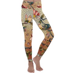 Flower Cubism Mosaic Vintage Kids  Lightweight Velour Classic Yoga Leggings