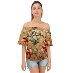 Flower Cubism Mosaic Vintage Off Shoulder Short Sleeve Top