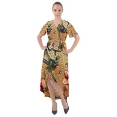 Flower Cubism Mosaic Vintage Front Wrap High Low Dress