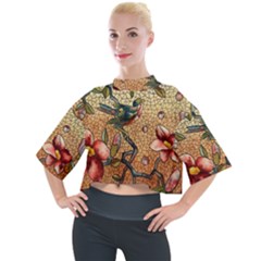 Flower Cubism Mosaic Vintage Mock Neck Tee